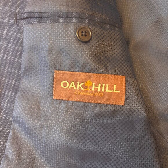 Oak Hill Sport Coat Mens 3XLT 55/56T Navy Blue Check Blazer Suit Jacket - Picture 3 of 7